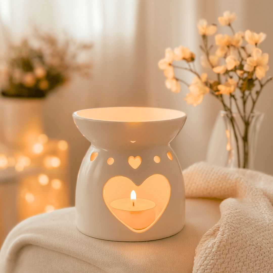 Ceramic Heart Tealight Wax Melt Burner - Scentsational Home
