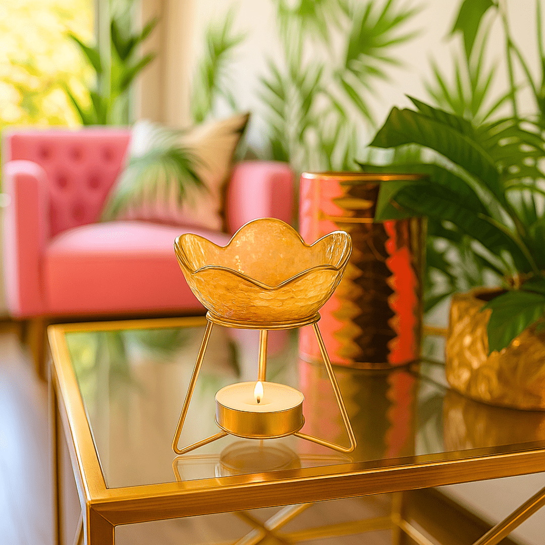 Gold Petal Glass Wax Melt Burner - Scentsational Home