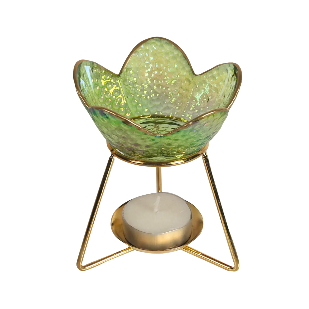 Green Petal Glass Wax Melt Burner