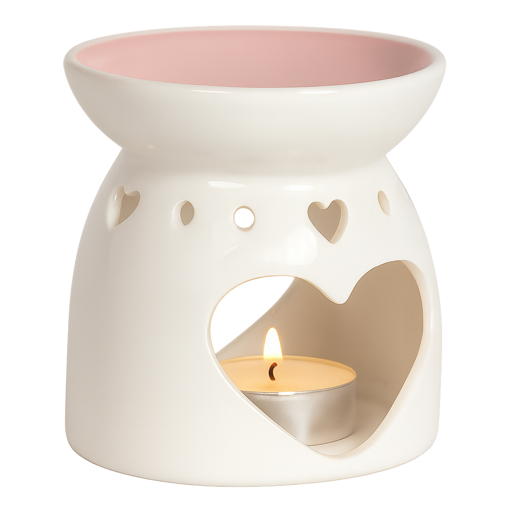 Ceramic Heart Tealight Wax Melt Warmer – Soft Pink