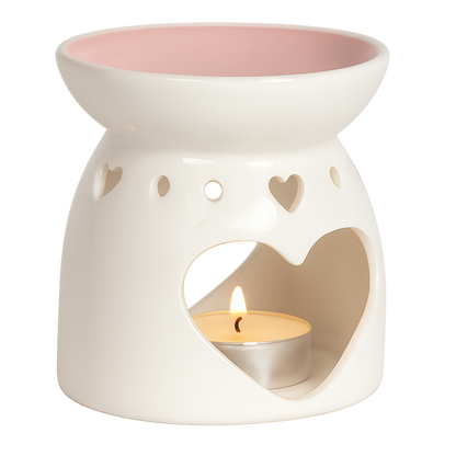 Ceramic Heart Tealight Wax Melt Warmer – Soft Pink