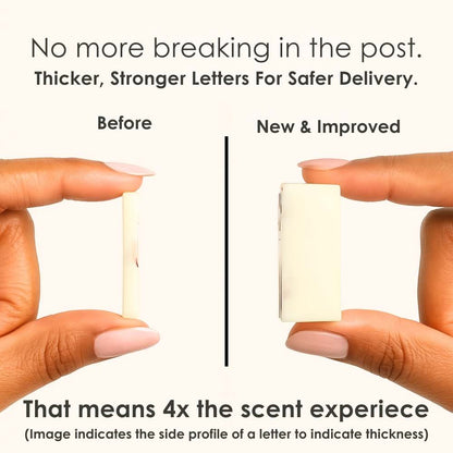 Personalised letter wax melt – thicker, break‑resistant design for safe delivery.