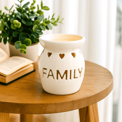 Family Ceramic Wax Melt Warmer with Heart Cut Out - Scentsational Home