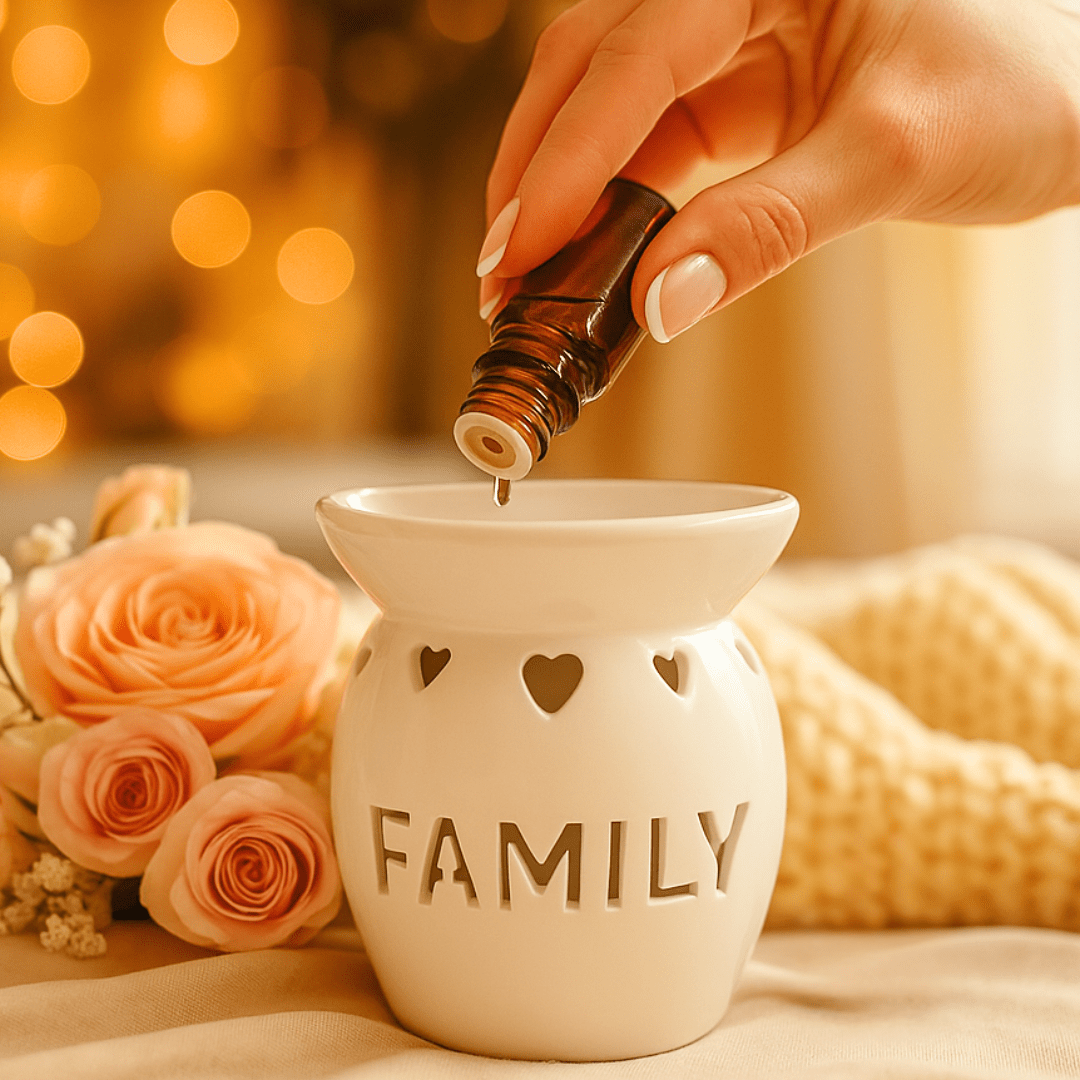 Family Ceramic Wax Melt Warmer with Heart Cut Out - Scentsational Home