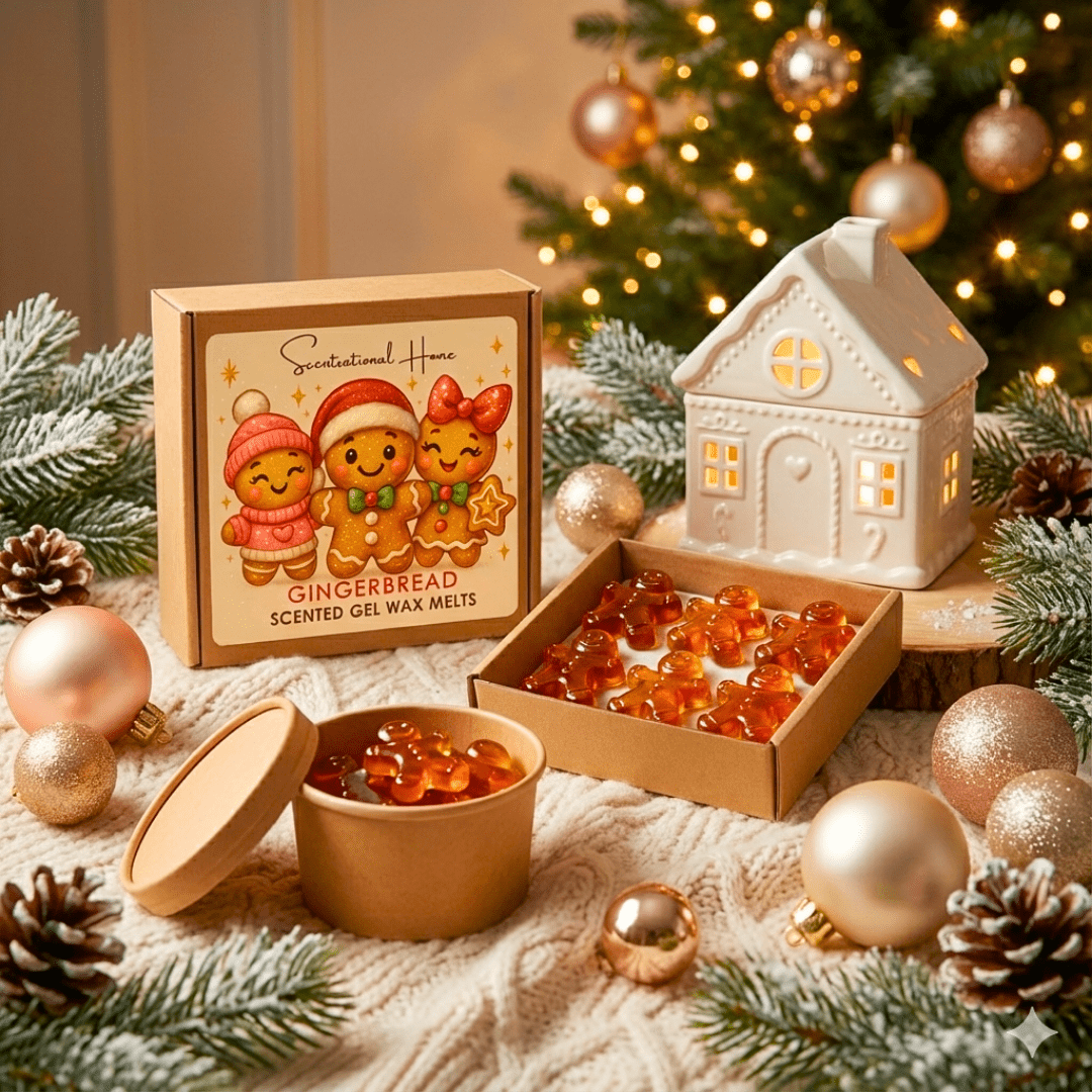 Gingerbread Gel Wax Melts with Gingerbread House Wax Warmer Set - Scentsational Home