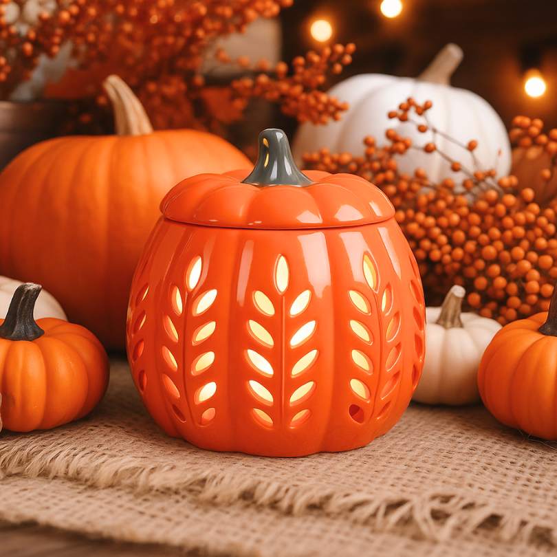 Leaf Cut Out Pumpkin Wax Melt Burner - Scentsational Home