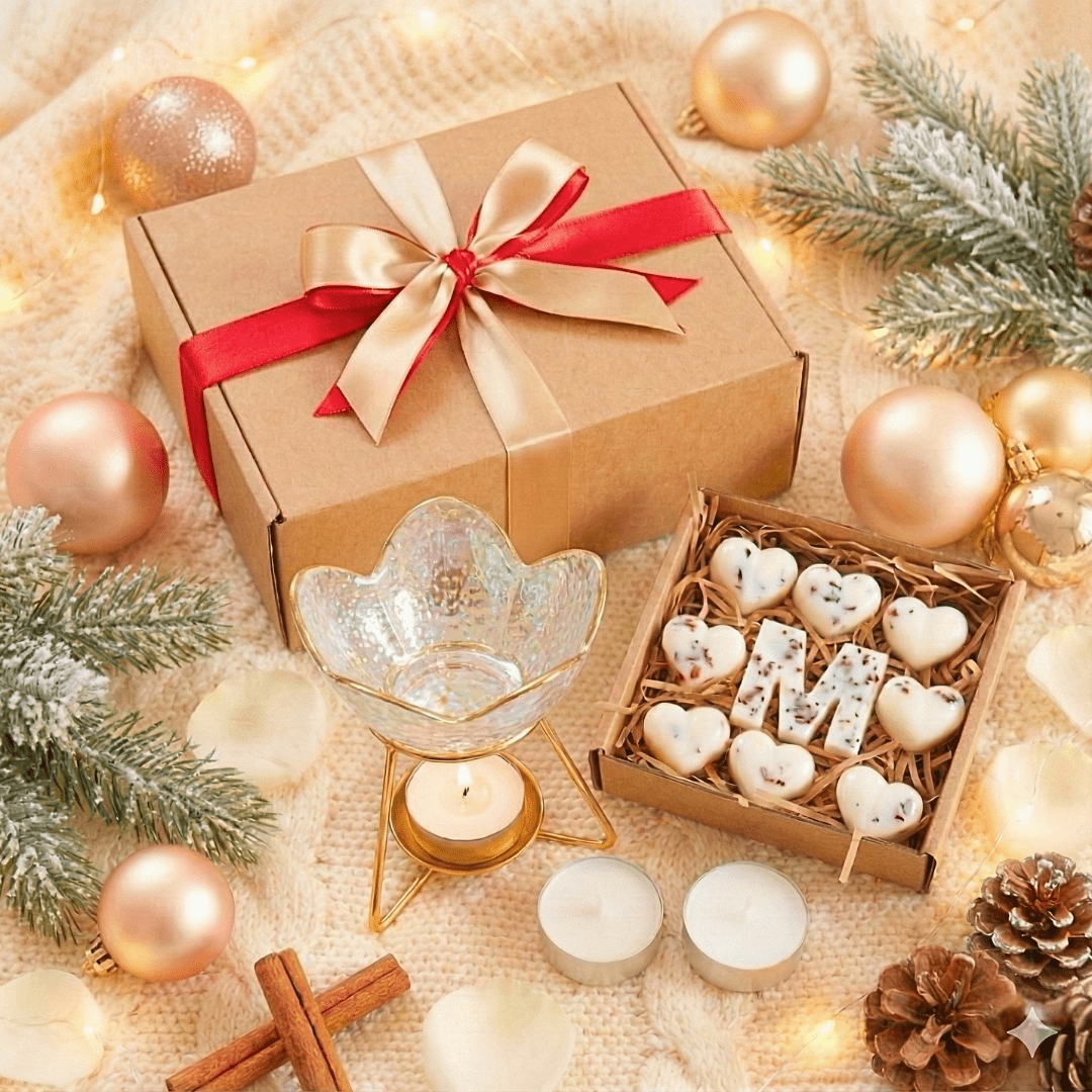 Personalised Heart - Shaped Wax Melt Gift Set with Glass Warmer - Scentsational Home