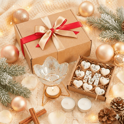 Personalised Heart - Shaped Wax Melt Gift Set with Glass Warmer - Scentsational Home