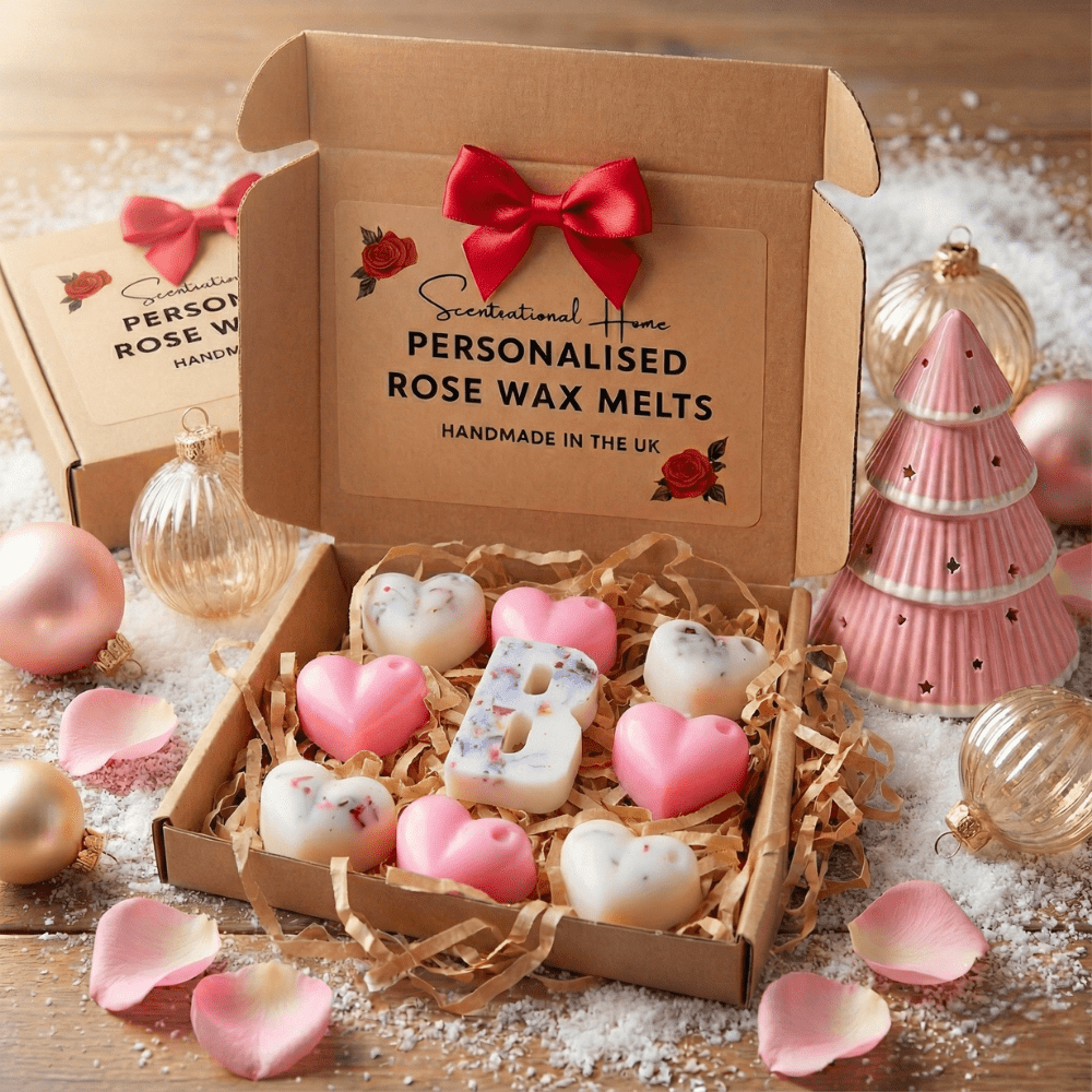 Personalised Heart - Shaped Wax Melt Gift Set With Wax Warmer - Pink - Scentsational Home