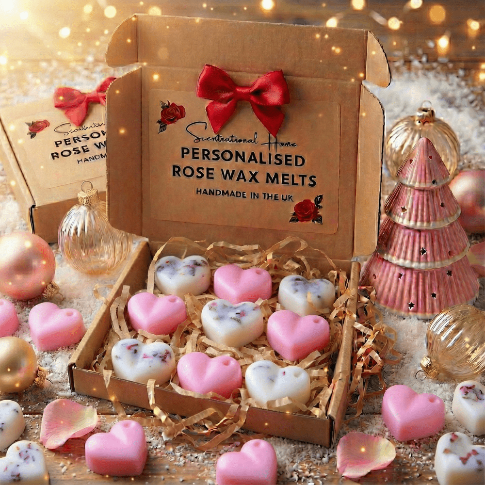 Personalised Heart - Shaped Wax Melt Gift Set With Wax Warmer - Pink - Scentsational Home