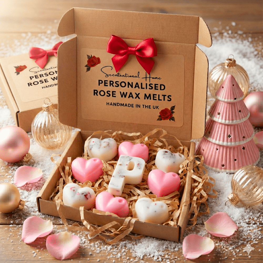 Personalised Heart - Shaped Wax Melt Gift Set With Wax Warmer - Pink - Scentsational Home