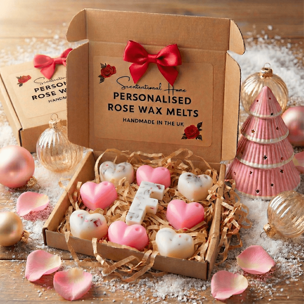 Personalised Heart - Shaped Wax Melt Gift Set With Wax Warmer - Pink - Scentsational Home