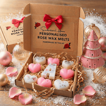 Personalised Heart - Shaped Wax Melt Gift Set With Wax Warmer - Pink - Scentsational Home