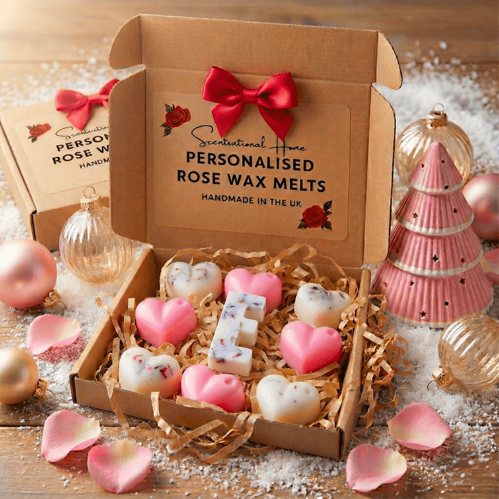 Personalised Heart - Shaped Wax Melt Gift Set With Wax Warmer - Pink - Scentsational Home