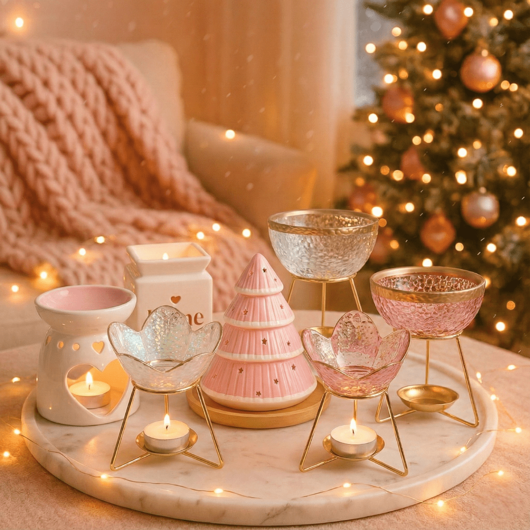 Personalised Heart - Shaped Wax Melt Gift Set With Wax Warmer - Pink - Scentsational Home