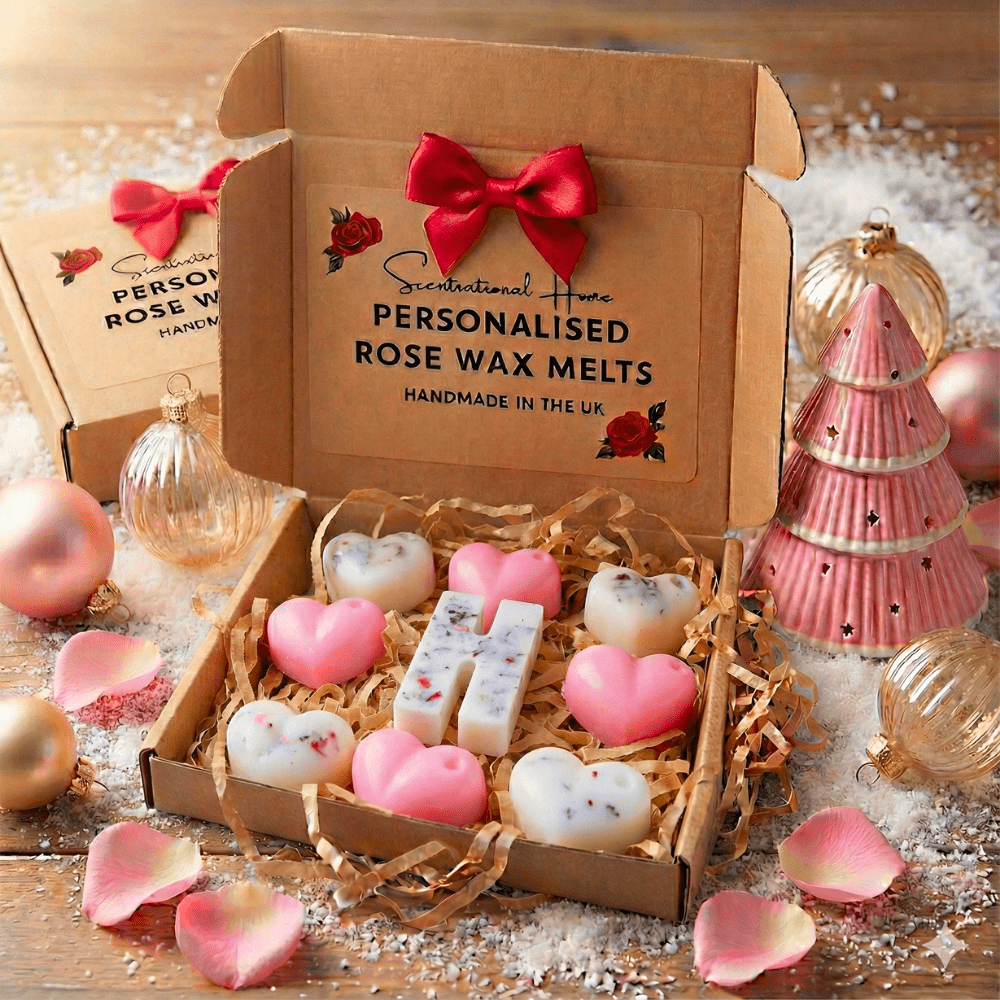 Personalised Heart - Shaped Wax Melt Gift Set With Wax Warmer - Pink - Scentsational Home
